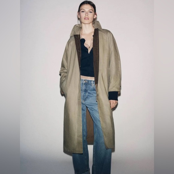 Zara Jackets & Blazers - Zara Limited Edition Waxed Trench Coat Sz L